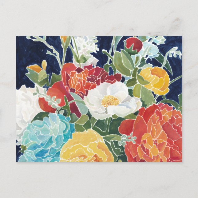 Mitternacht Florals I Postkarte (Vorderseite)