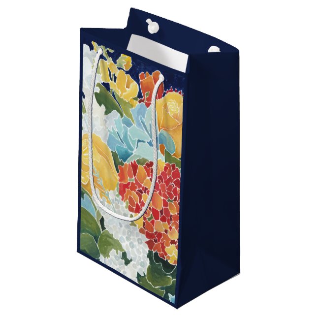 Mitternacht Florals II Kleine Geschenktüte (Vorderseite Schrägansicht)