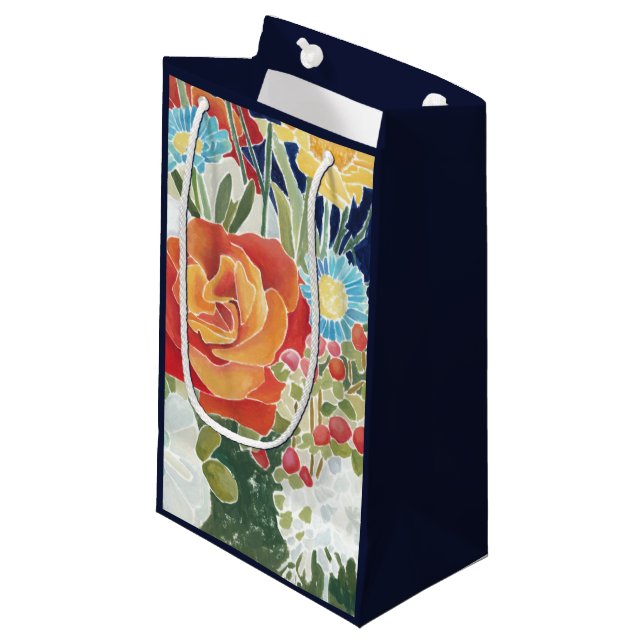 Mitternacht Florals IV Kleine Geschenktüte (Vorderseite Schrägansicht)