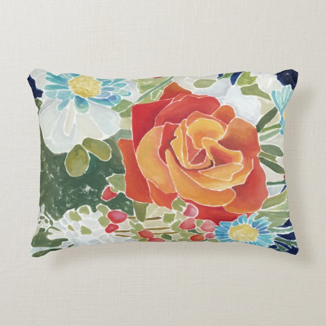 Mitternacht Florals IV Zierkissen (Vorderseite)