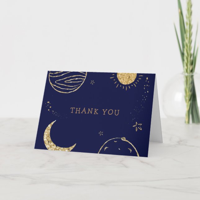 Mitternacht Galaxy Moon Star Babydusche Dankeskarte (Vorderseite)