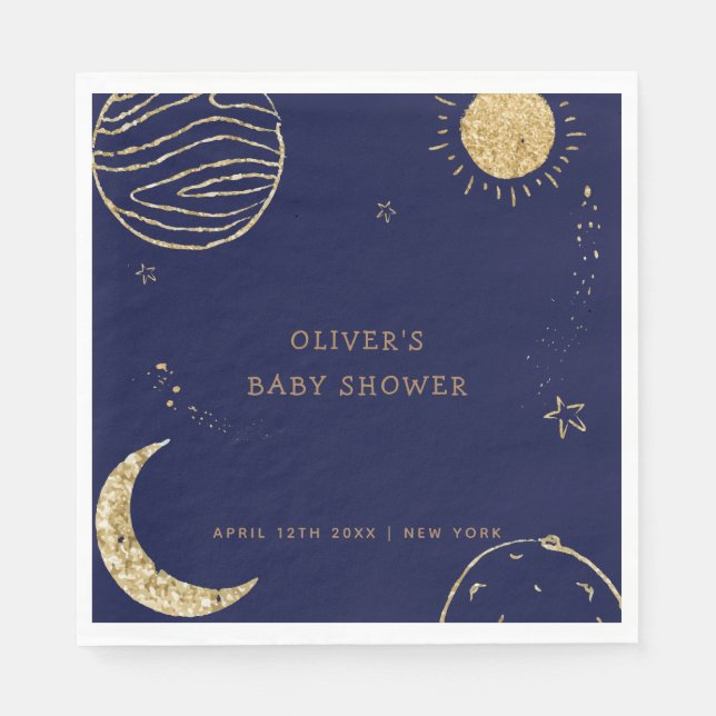 Mitternacht Galaxy Moon Star Babydusche Serviette (Vorderseite)