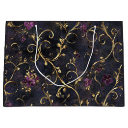 Mitternacht Gilded Floral Boutique-Geschenktasche Große Geschenktüte