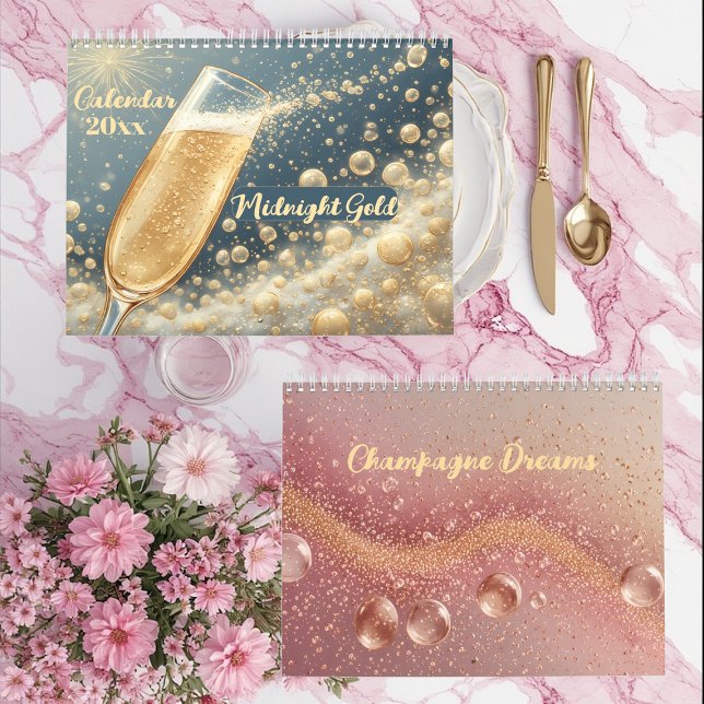 Mitternacht Gold Champagner Träume Funkige Zitate  Kalender (Midnight Gold Champagne Dreams Funky Quotes Modern Calendar)