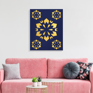 Mitternacht Gold: Luxe Geometric Muster auf Deep B Leinwanddruck