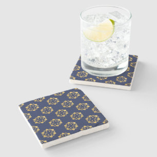 Mitternacht Gold: Luxe Geometric Muster auf Deep B Steinuntersetzer