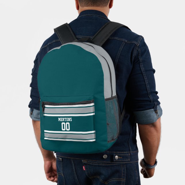 Mitternacht Green Silver White Sports Team Name Bedruckter Rucksack (Insitu (Modell))