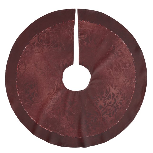 Mitternacht Henna Romance | Red Satiny Grunge Dama Polyester Weihnachtsbaumdecke (Vorderseite)
