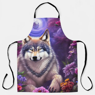 Mitternacht Howl Floral Wolf Schürze