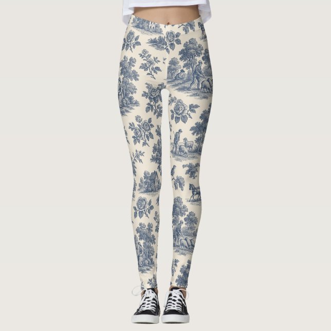 Mitternacht in der Wiese - Blauer Toilpattern Legg Leggings (Vorderseite)