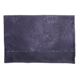Mitternacht Indigo Romance Satiny Grunge Damask Kissenbezug