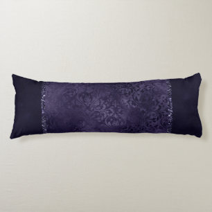 Mitternacht Indigo Romance   Satiny Grunge Damask Seitenschläferkissen