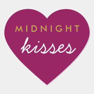 Mitternacht Kisses Wedding Party Magenta Gold Herz-Aufkleber