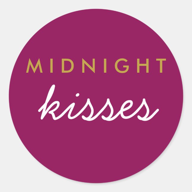 Mitternacht Kisses Wedding Party Magenta Gold Runder Aufkleber (Vorderseite)