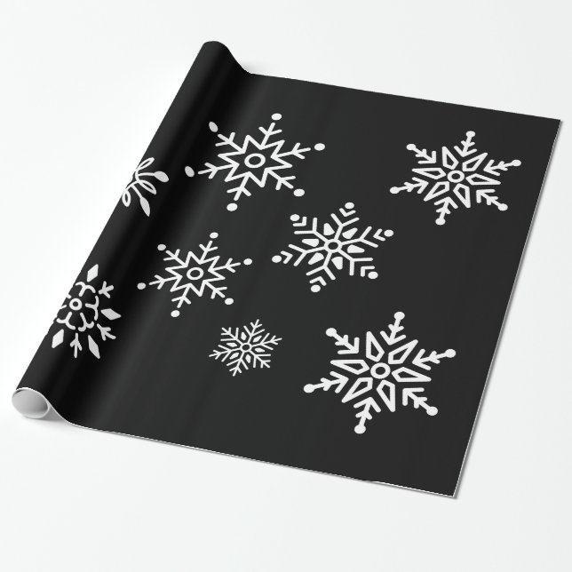Mitternacht klar - Schneeflocken Geschenkpapier (Ungerollt)