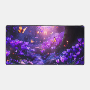 Mitternacht Lavender Kaskade-Blüten Schreibtischunterlage