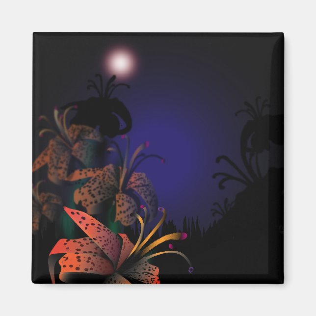 Mitternacht Lilien Kühlschrankmagnet (Vorne)