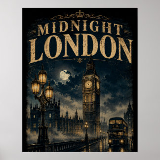 Mitternacht London Big Ben Nacht Moody Poster