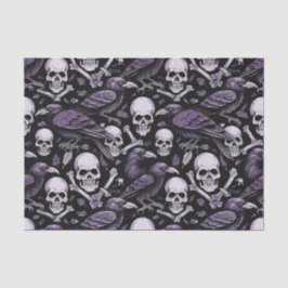 Mitternacht Macabre, Goth Skull Raven in Lila Seidenpapier
