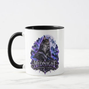 Mitternacht Maine Coon Blaue Mondlicht Wald Kunst Tasse