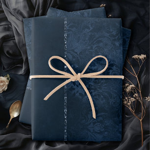 Mitternacht-Marine-Romance   Blue Satiny Grunge Da Geschenkpapier Set