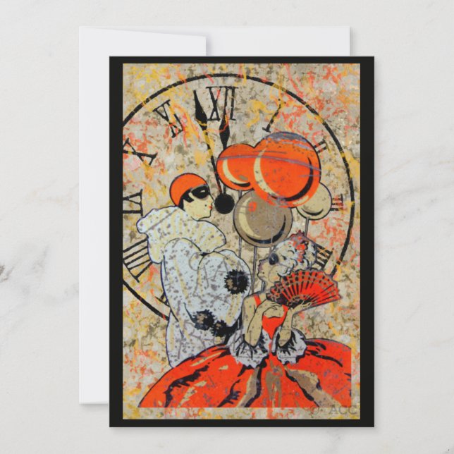 Mitternacht Masquerade Couple Einladung (Vorderseite)