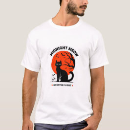 Mitternacht Meow Black Cat Halloween Minimalistisc T-Shirt
