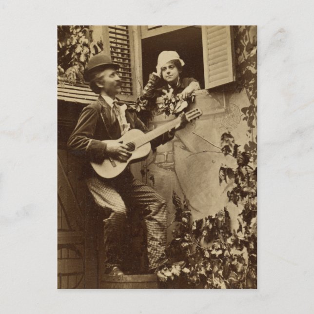 Mitternacht Minstrel Serenade - Vintag 1881 Postkarte (Vorderseite)
