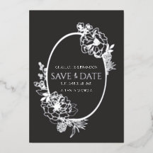 Mitternacht Moderner Blumenstrauß Save the Date