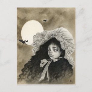 Mitternacht Moon Vintag Girl-Postkarte Postkarte