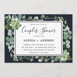Mitternacht Navy Blue Succulent Couples Dusche Einladung