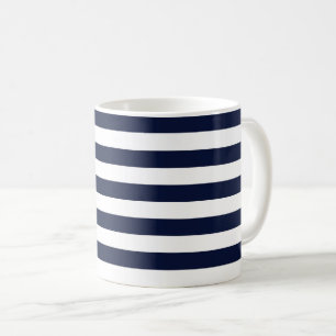 Mitternacht Navy Blue und White Stripes Kaffeetasse
