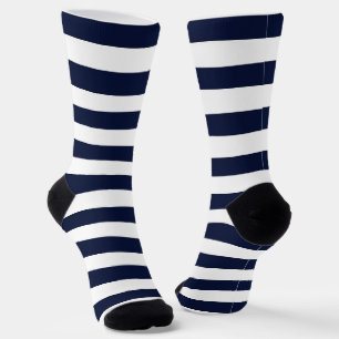 Mitternacht Navy Blue und White Stripes Socken