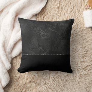 Mitternacht Onyx Romance   Black Satiny Grunge Dam Kissen