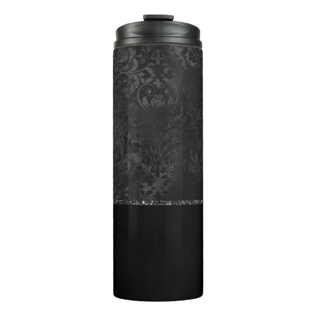 Mitternacht Onyx Romance | Black Satiny Grunge Dam Thermosbecher (Vorderseite)