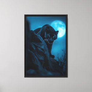 Mitternacht Panther Moonlight Gerahmte Leinwand