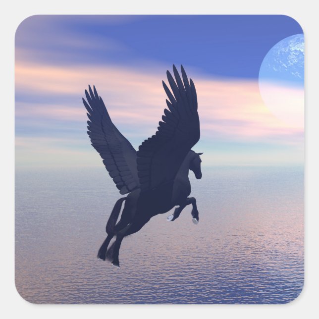 Mitternacht Pegasus Quadratischer Aufkleber (Vorderseite)