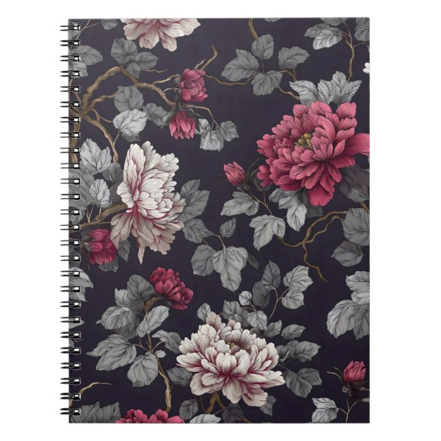 Mitternacht Peony Botanica Notizblock (Vorderseite)