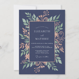 Mitternacht Poliertes Kupfer Blatt Hochzeit Einladung