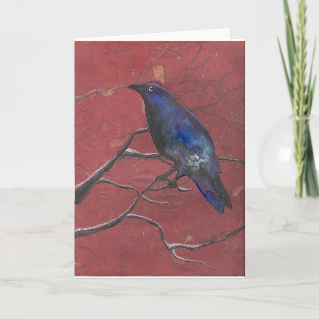 Mitternacht Raven Feiertagskarte (Vorderseite)