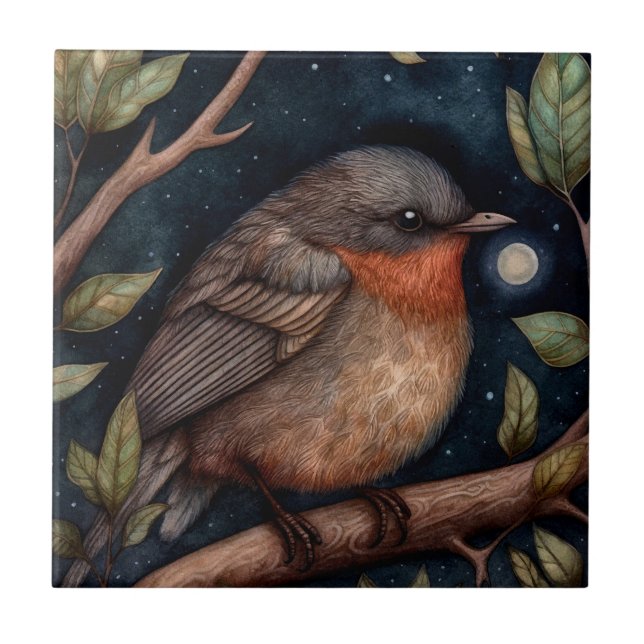 Mitternacht Robin Keramik Tile Fliese (Vorderseite)