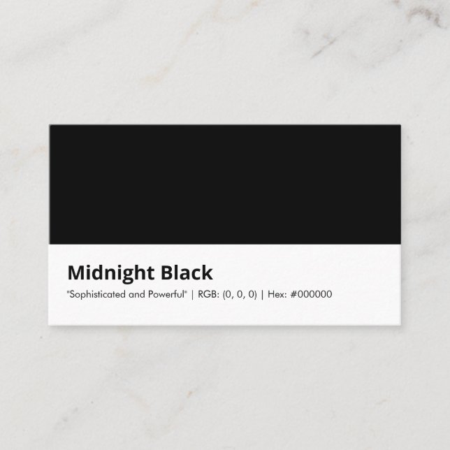 Mitternacht Schwarz | "Ausgereift und mächtig" Visitenkarte (Vorderseite)