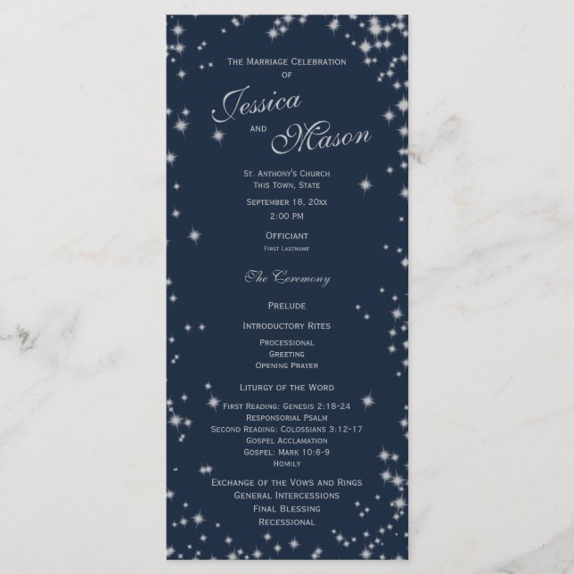 Mitternacht Sky Twinkle Navy Blue und Silver Programm (Vorderseite)