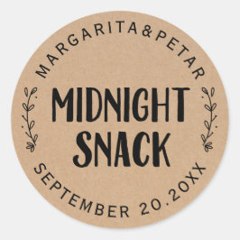 Mitternacht Snack Rustic Wedding Runder Aufkleber