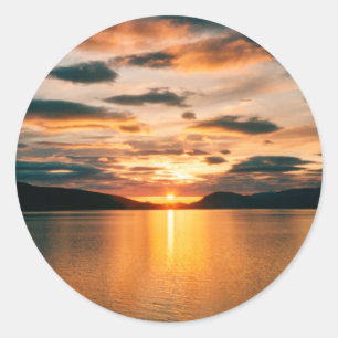 Mitternacht Sonne, Nordnorwegen Runder Aufkleber