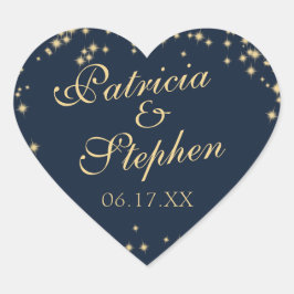 Mitternacht Stars Twinkle Wedding Herz-Aufkleber