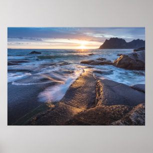 Mitternacht Sun Lofoten Norwegen Poster