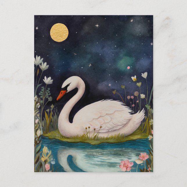 Mitternacht-Swan-Postkarte Postkarte (Vorderseite)