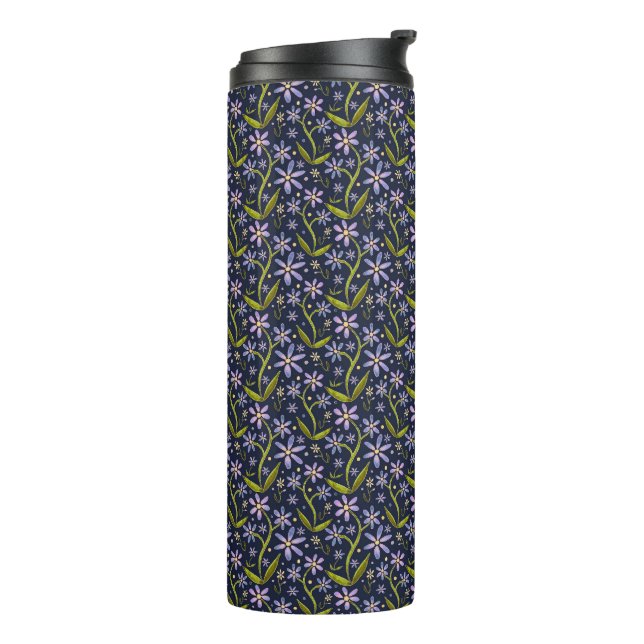 Mitternacht | Tänzerde Wasserfarben-Tumbler mit Gä Thermosbecher (Nach links gedreht)