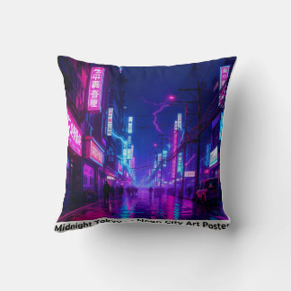 Mitternacht Tokio — Neon Cyberpunk Kissenhülle Kissen